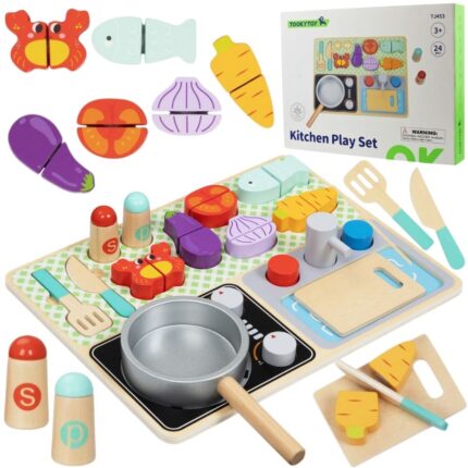 Medinė virtuvėlė su priedais | Mažojo šefo rinkinys | Tooky Toy TJ453