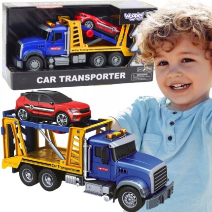 Žaislinis automobilių transporteris tralas | Su šviesos ir garso efektais | WOOPIE 57215
