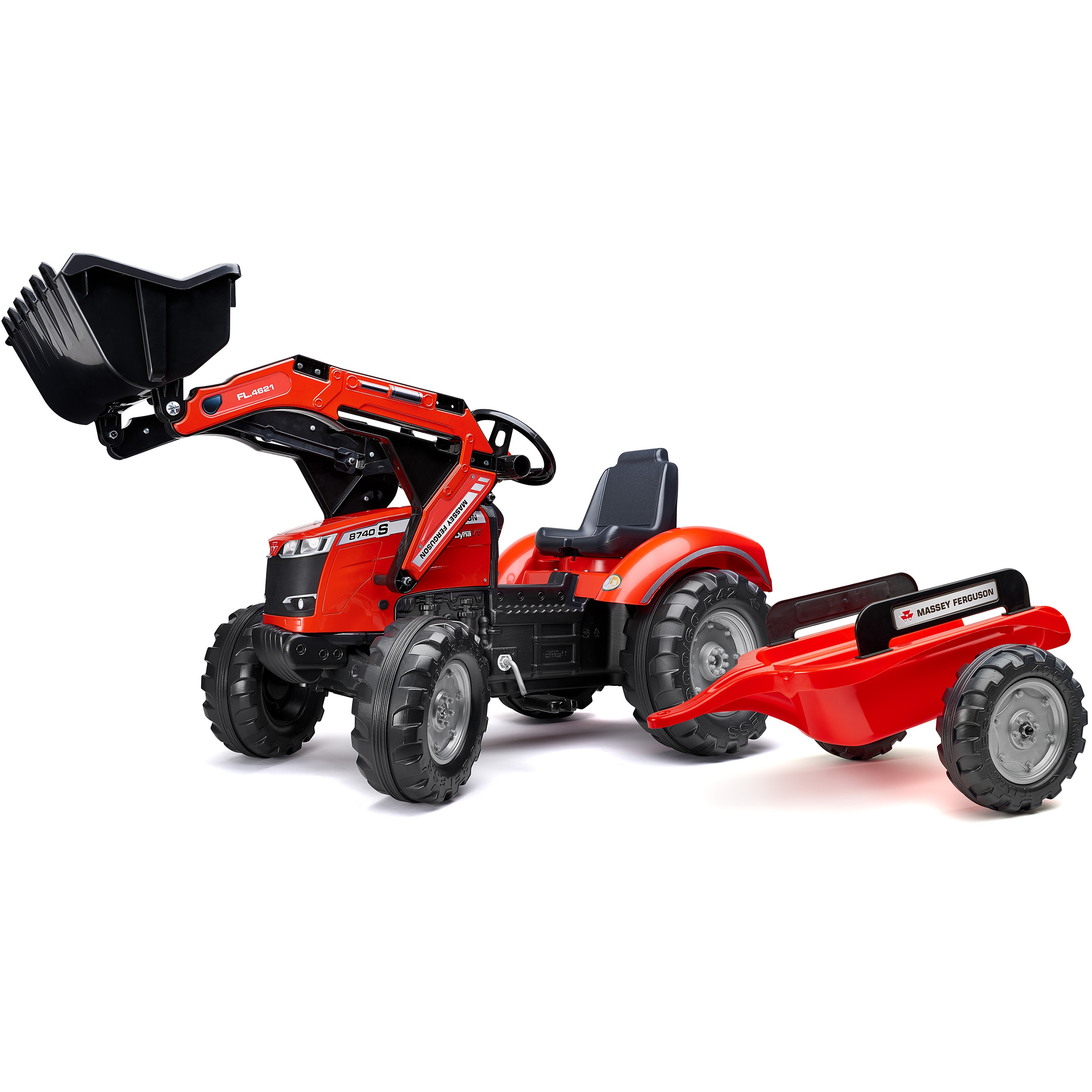 falk-traktor-massey-ferguson-czerwony-na-pedaly-z-przyczepka-od-3-lat
