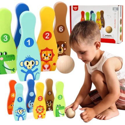 Medinis boulingas | 6 kėgliai ir kamuolys | Tooky Toy TH295