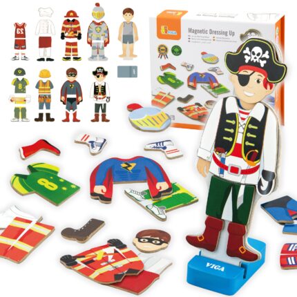 Medinė magnetinė dėlionė vaikams | Aprenk piratą | Viga 050021