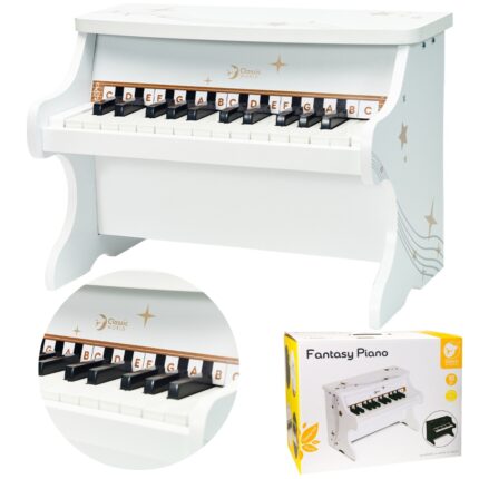 Žaislinis medinis baltas pianinas vaikams | Classic World CW40536