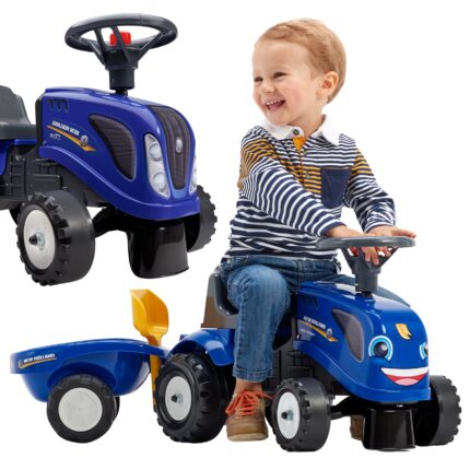 Paspirtukas traktorius | New Holland Blue su priekaba ir priedais | Falk 280C