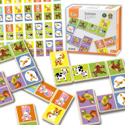 Medinis edukacinis Montessori domino | Ūkis 28 vnt. | Viga Toys 51306