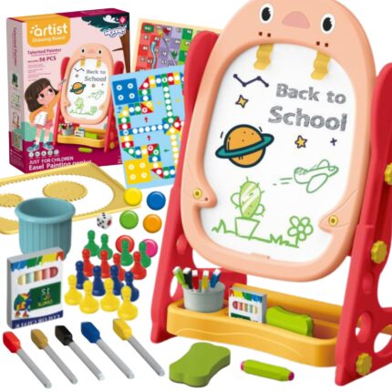 Dvipusė magnetinė piešimo lenta su priedais | 56 vnt. | WOOPIE 50759