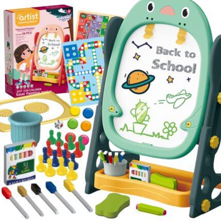 Dvipusė magnetinė piešimo lenta su priedais | 56 vnt. | WOOPIE 50094