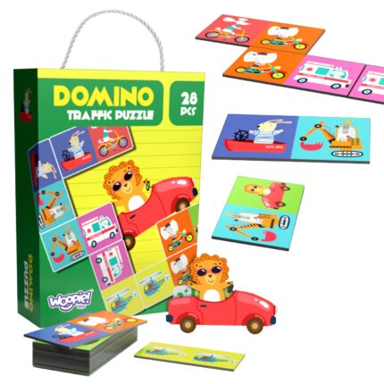 Mokomasis žaidimas dėlionė vairuojantys gyvūnai | Domino | Montessori | WOOPIE 440460