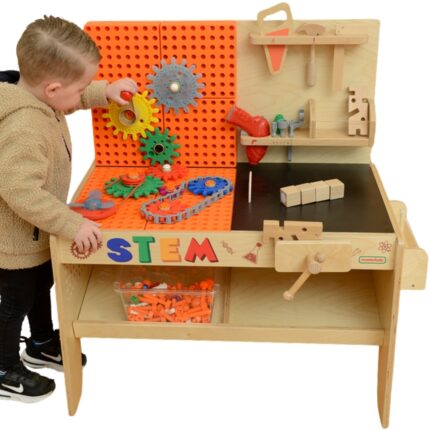 Medinės kūrybinės dirbtuvės XXL | Montessori STEM su įrankiais ir priedais | Masterkidz MK0006