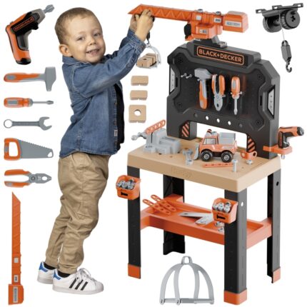 Žaislinės dirbtuvės su kranu | Black+Decker Bricolo Builder | Smoby 360741
