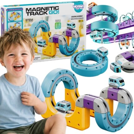 Magnetinis konstravimo rinkinys Traukinių trasa | 38 dalių su magnetine trauka | WOOPIE 58489