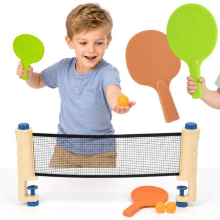 Stalo teniso rinkinys su reguliuojamu tinklu | 6 elementų Ping Pong rinkinys | WOOPIE 59752